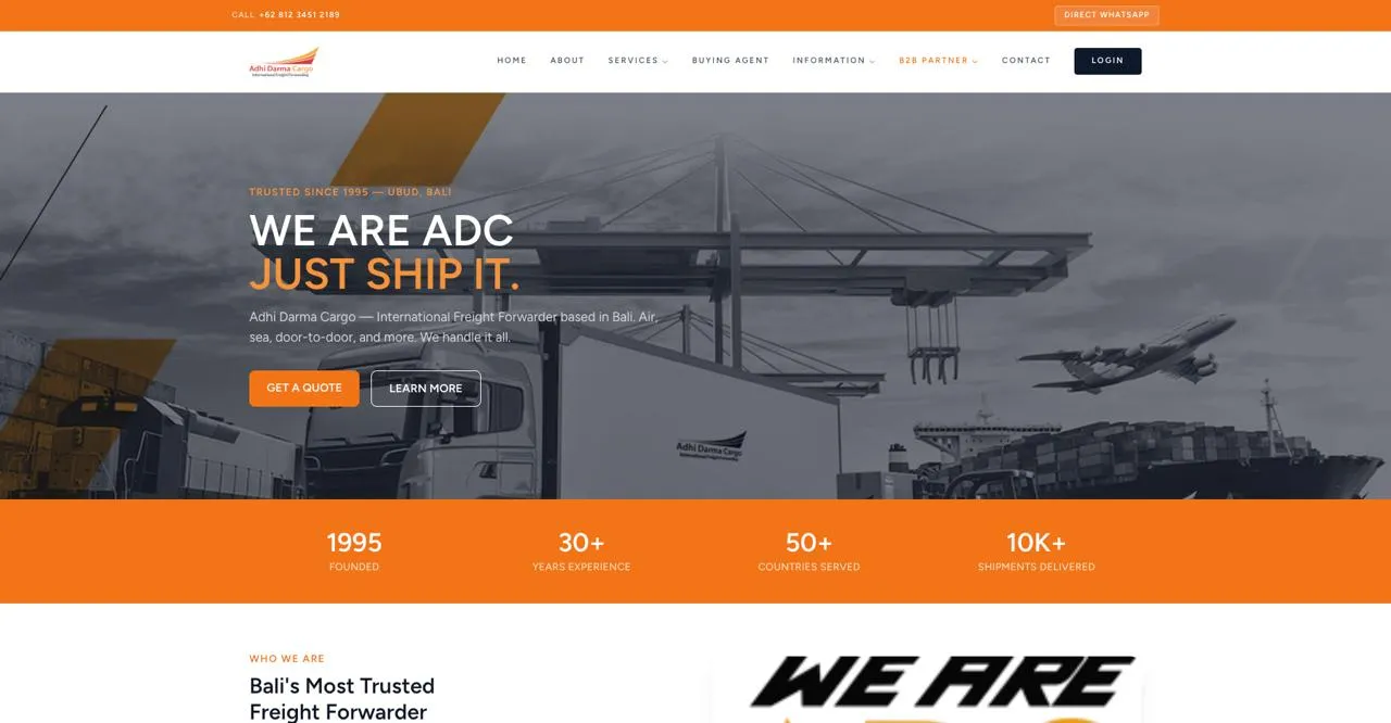 Tampilan Website ADC Express